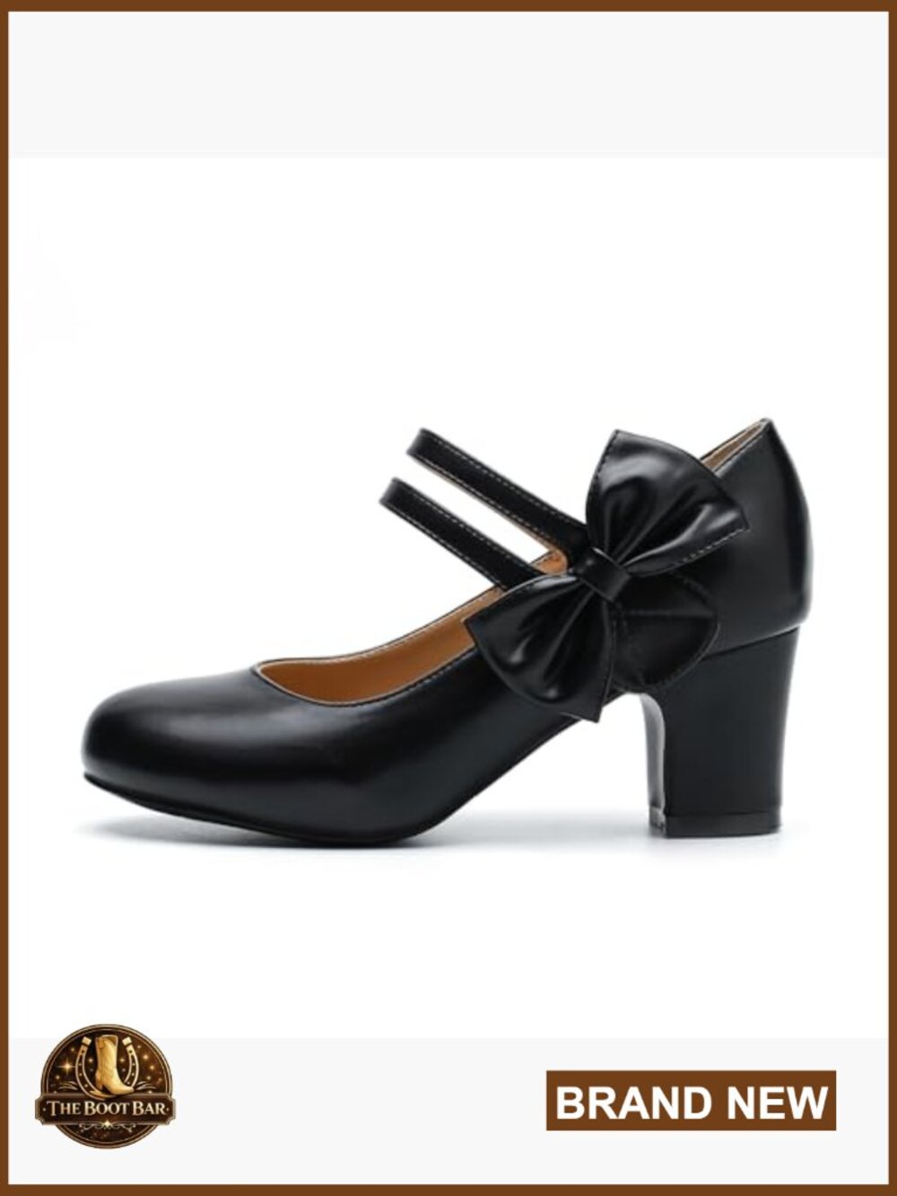 Women's Mary Jane Pumps Chunky Heel Bow Double Strap Closed Toe Block Heel Shoes - Picture 4 of 7